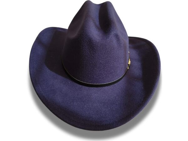 Sombrero Vaquero de Cuero Gamusado Azul Oscuro - Image 2