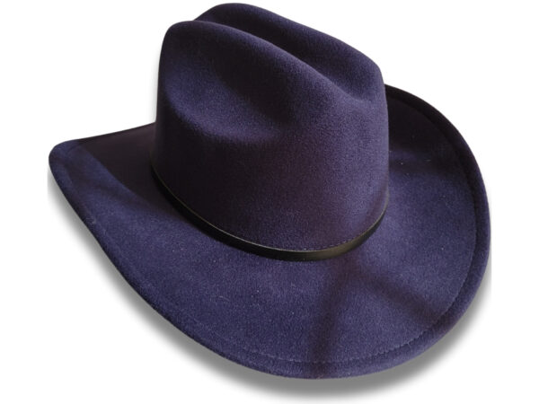 Sombrero Vaquero de Cuero Gamusado Azul Oscuro - Image 3