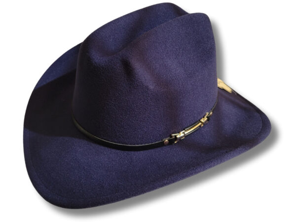 Sombrero Vaquero de Cuero Gamusado Azul Oscuro