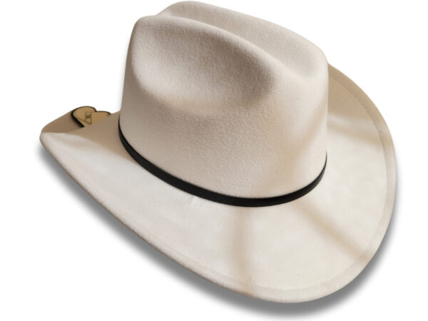Sombrero Vaquero de Cuero Gamusado Blanco - Image 3