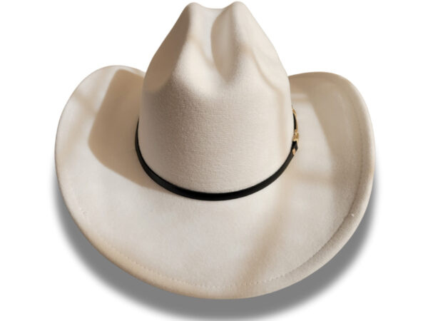 Sombrero Vaquero de Cuero Gamusado Blanco - Image 2