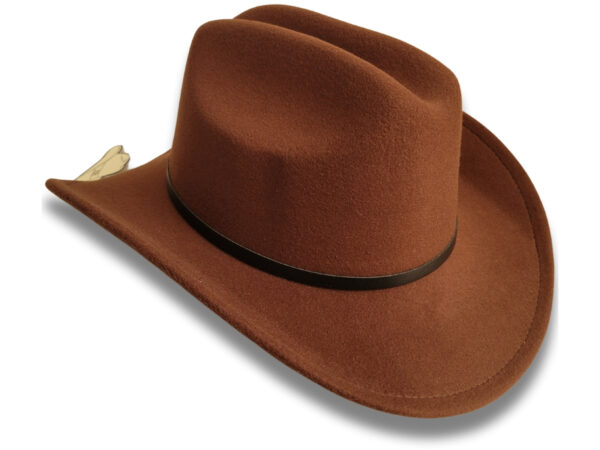 Sombrero Vaquero de Cuero Gamusado Café Claro - Image 3