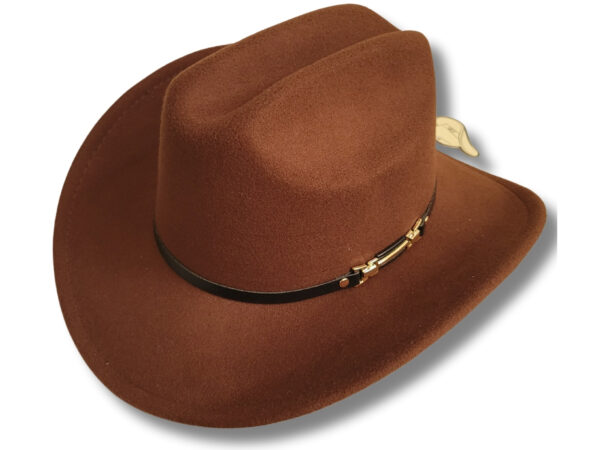 Sombrero Vaquero de Cuero Gamusado Café Claro