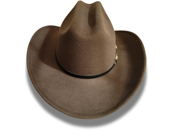 Sombrero Vaquero de Cuero Gamusado Café Oscuro - Image 2