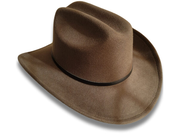 Sombrero Vaquero de Cuero Gamusado Café Oscuro - Image 3