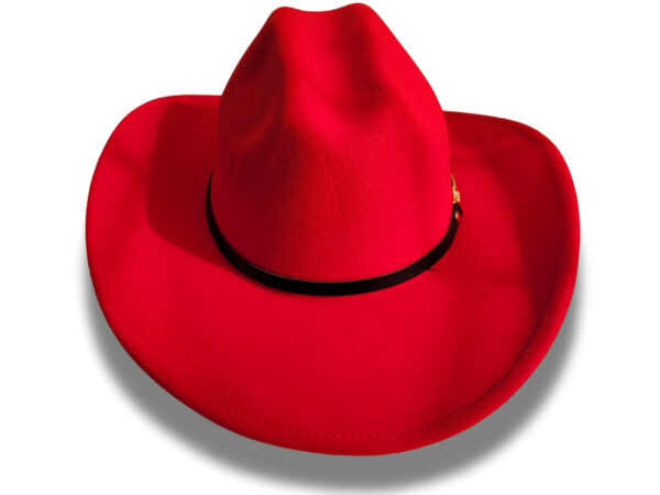 Sombrero Vaquero de Cuero Gamusado Rojo - Image 2