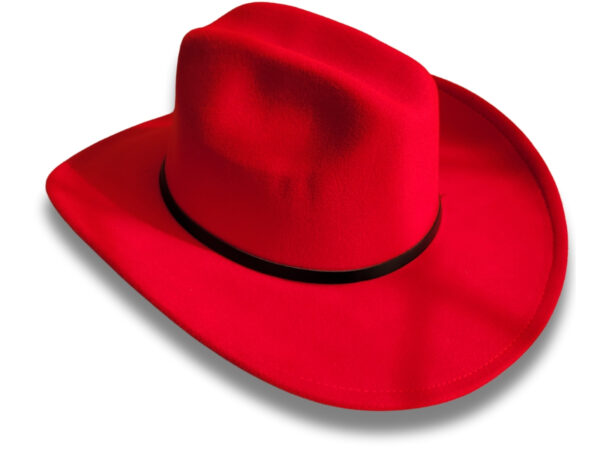 Sombrero Vaquero de Cuero Gamusado Rojo - Image 3
