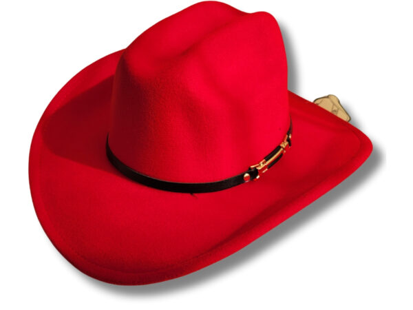 Sombrero Vaquero de Cuero Gamusado Rojo
